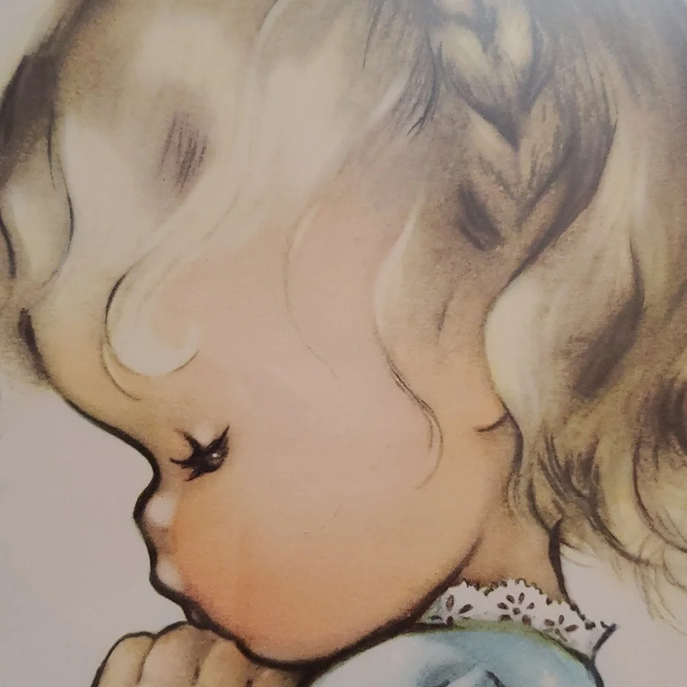 "A Child's Prayer" 1950's Vintage framed lithograph. - Picture 2 of 5